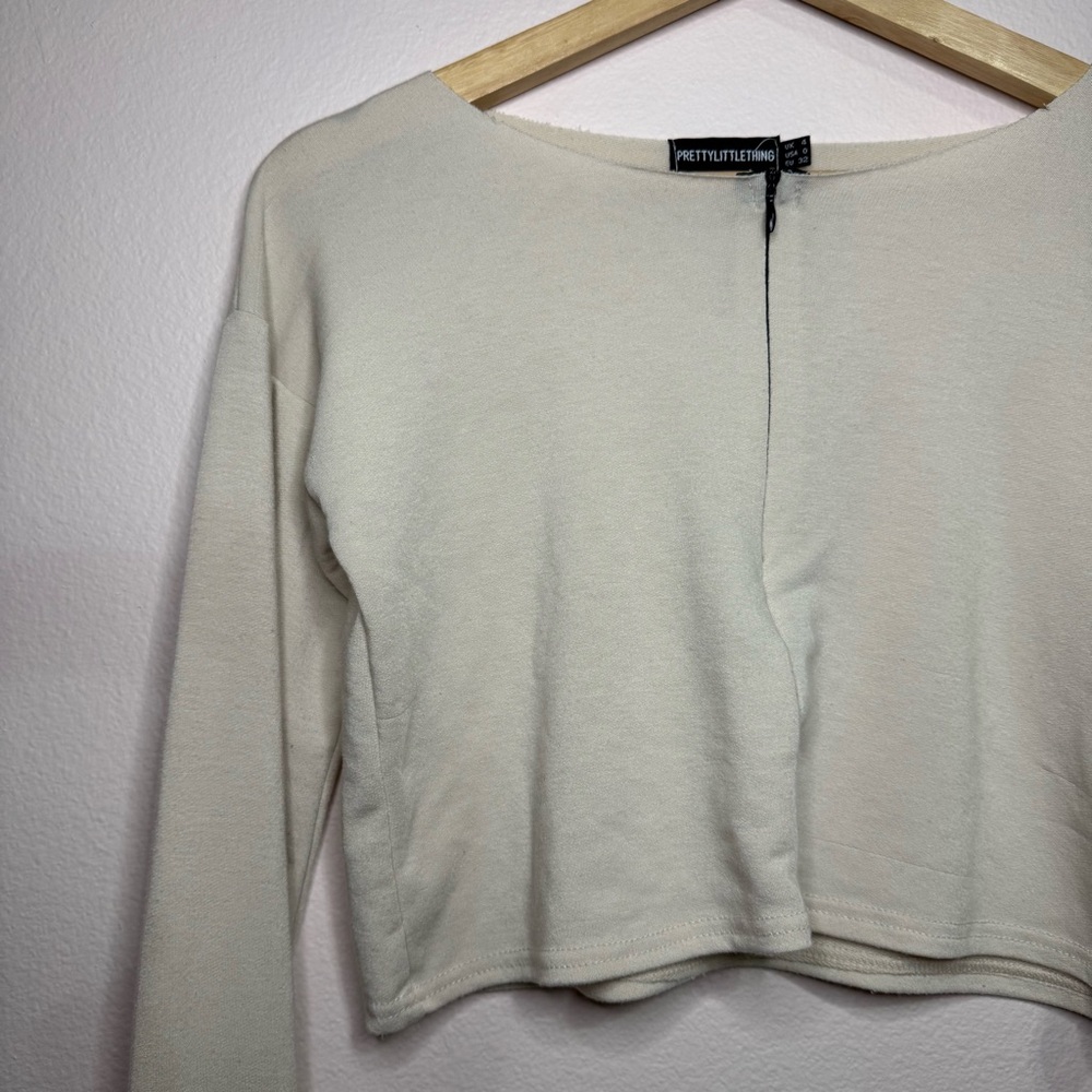 PrettyLittleThing Off-White Long Sleeve Blouse